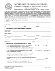 Notification of Compliance Status for Drycleaners Using Percholoroethylene - Georgia (United States)