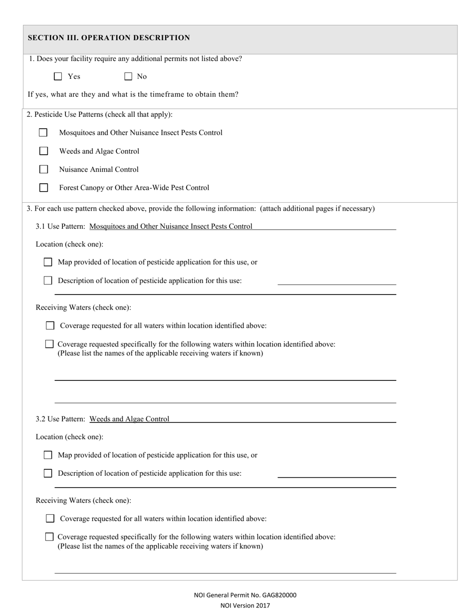 Notice of Intent (Noi) - General Npdes Permit for Discharges of Aquatic Pesticides to Waters of the State Gag820000 - Georgia (United States), Page 2