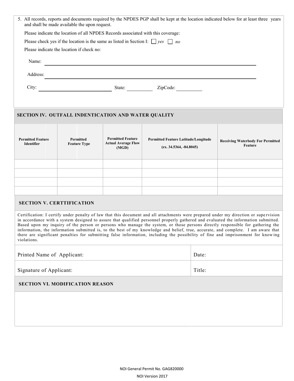 Notice of Intent (Noi) - General Npdes Permit for Discharges of Aquatic Pesticides to Waters of the State Gag820000 - Georgia (United States), Page 4