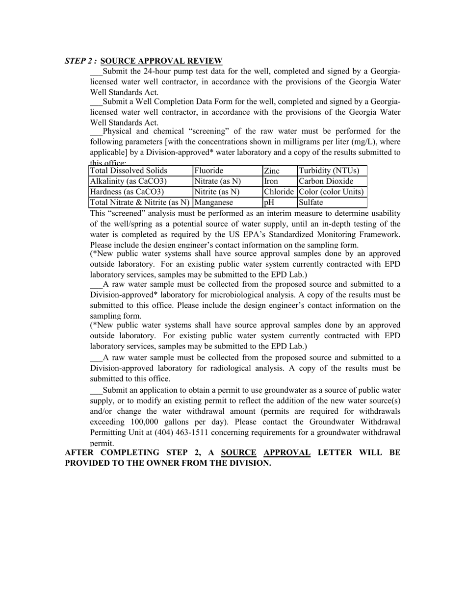 Water System Review and Permitting Process Checklist - Northern Groundwater and Purchased Water Systems - Georgia (United States), Page 3