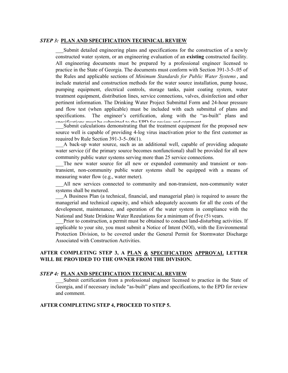 Water System Review and Permitting Process Checklist - Northern Groundwater and Purchased Water Systems - Georgia (United States), Page 4