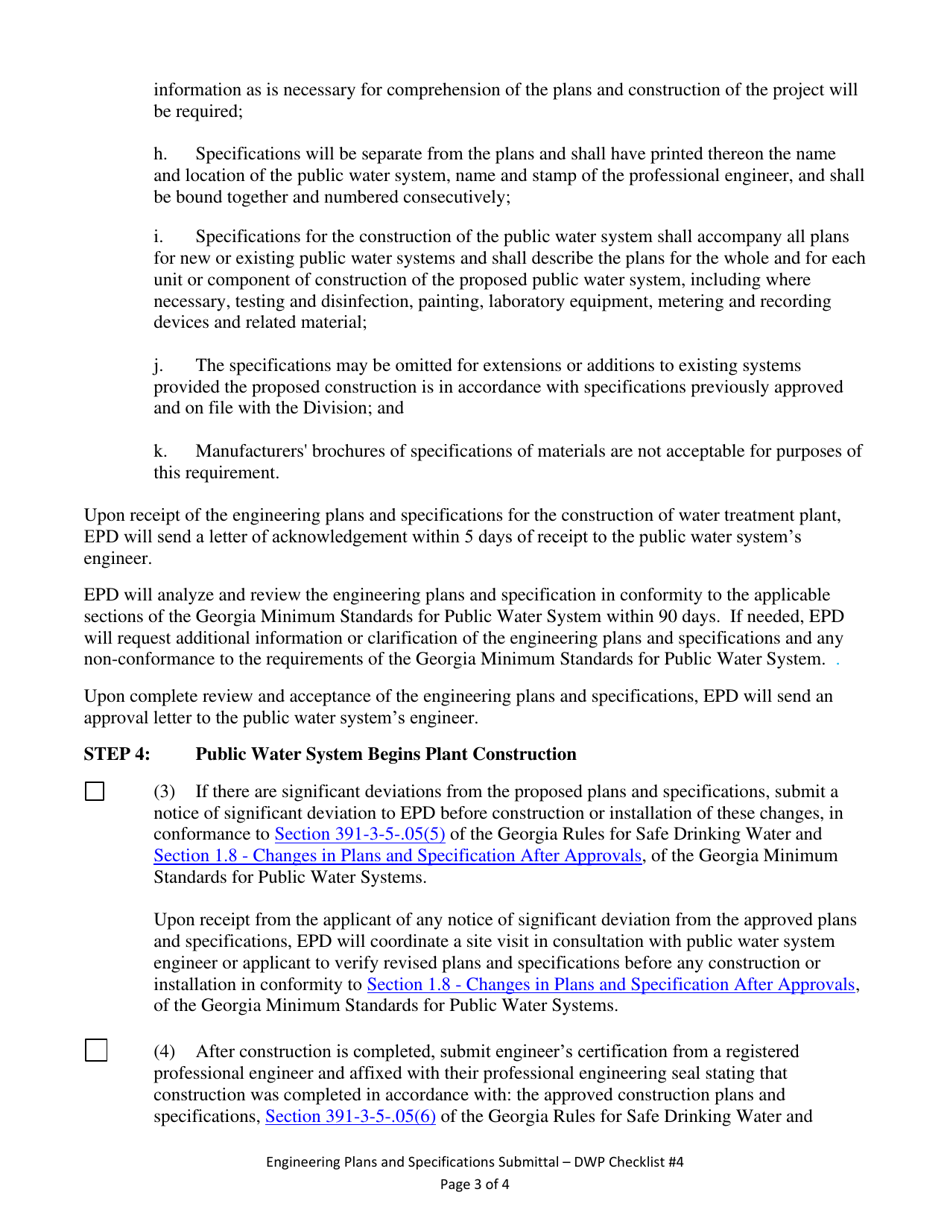 Checklist 4 - Engineering Plans and Specifications Review  Approval - Georgia (United States), Page 3