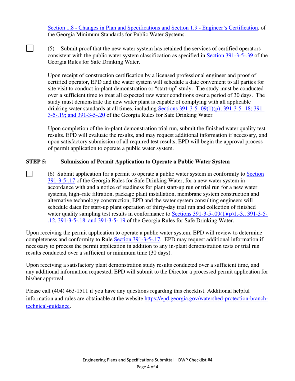 Checklist 4 - Engineering Plans and Specifications Review  Approval - Georgia (United States), Page 4
