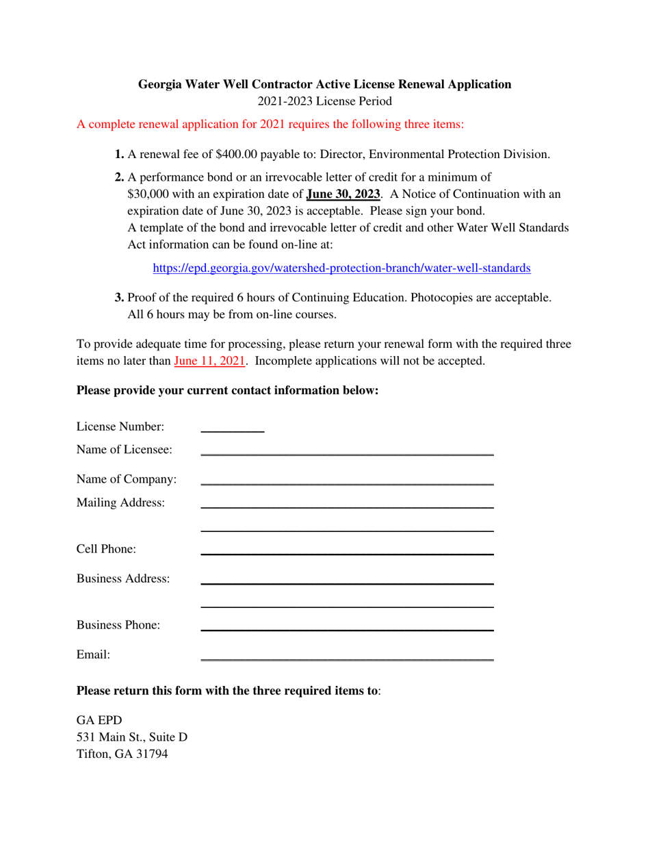 2023 (United States) Water Well Contractor Active