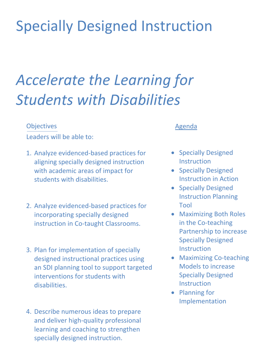 Specially Designed Instruction - Accelerate the Learning for Students With Disabilities - Georgia (United States), Page 1