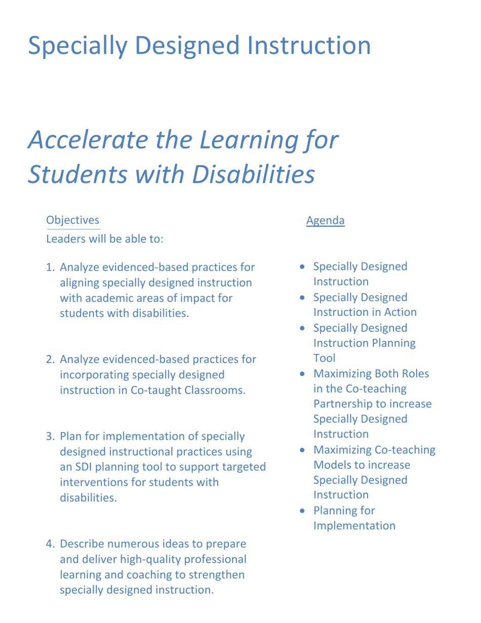 Georgia (United States) Specially Designed Instruction - Accelerate the ...