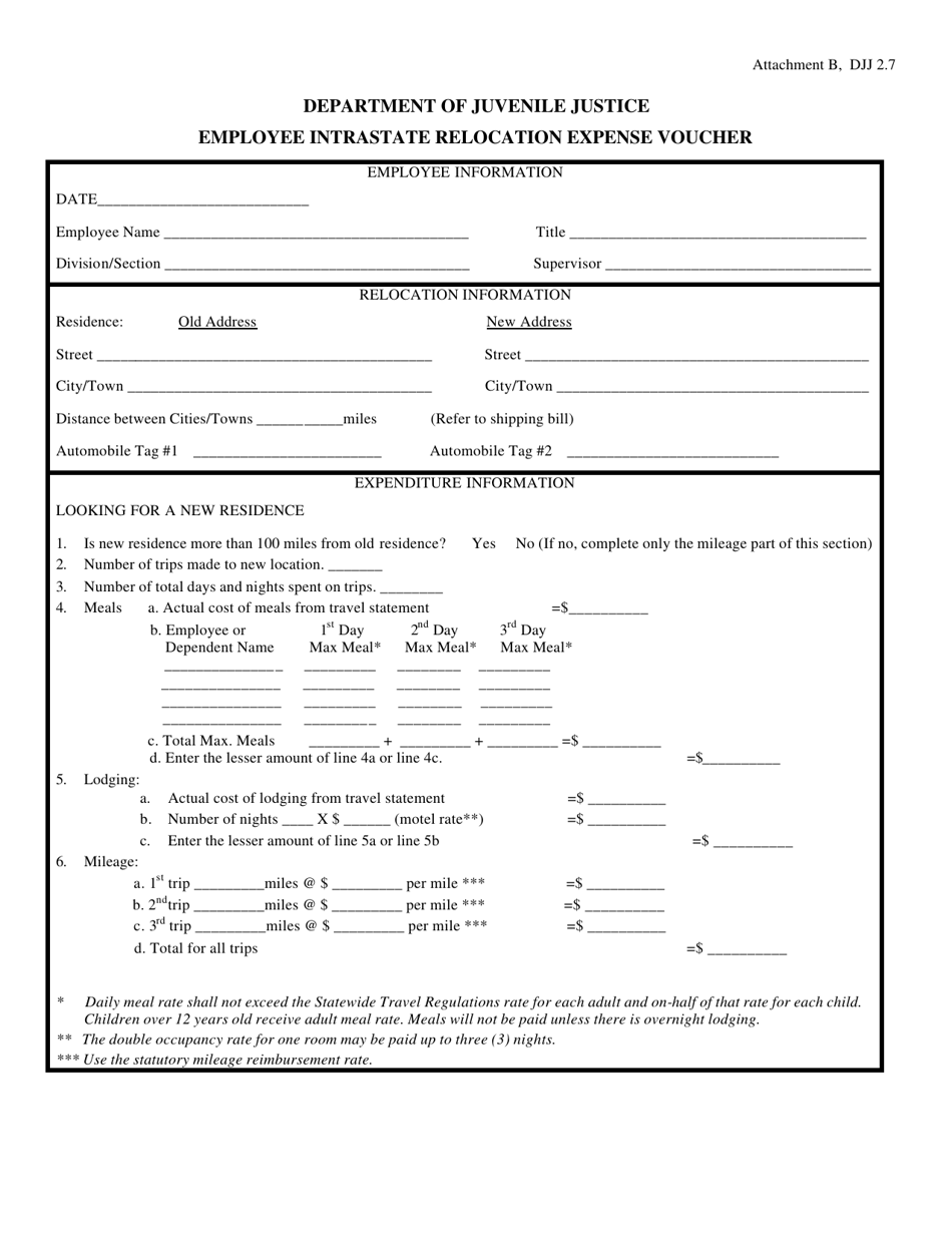 Attachment B Employee Intrastate Relocation Expense Voucher - Georgia (United States), Page 1
