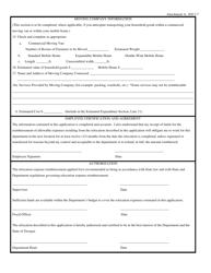 Attachment A &quot;Employee Application for Intrastate Relocation Expense Reimbursement&quot; - Georgia (United States), Page 2