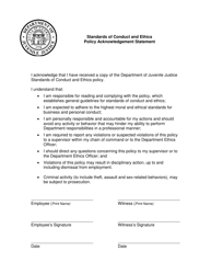 Document preview: Attachment B Standards of Conduct and Ethics Policy Acknowledgement Statement - Georgia (United States)