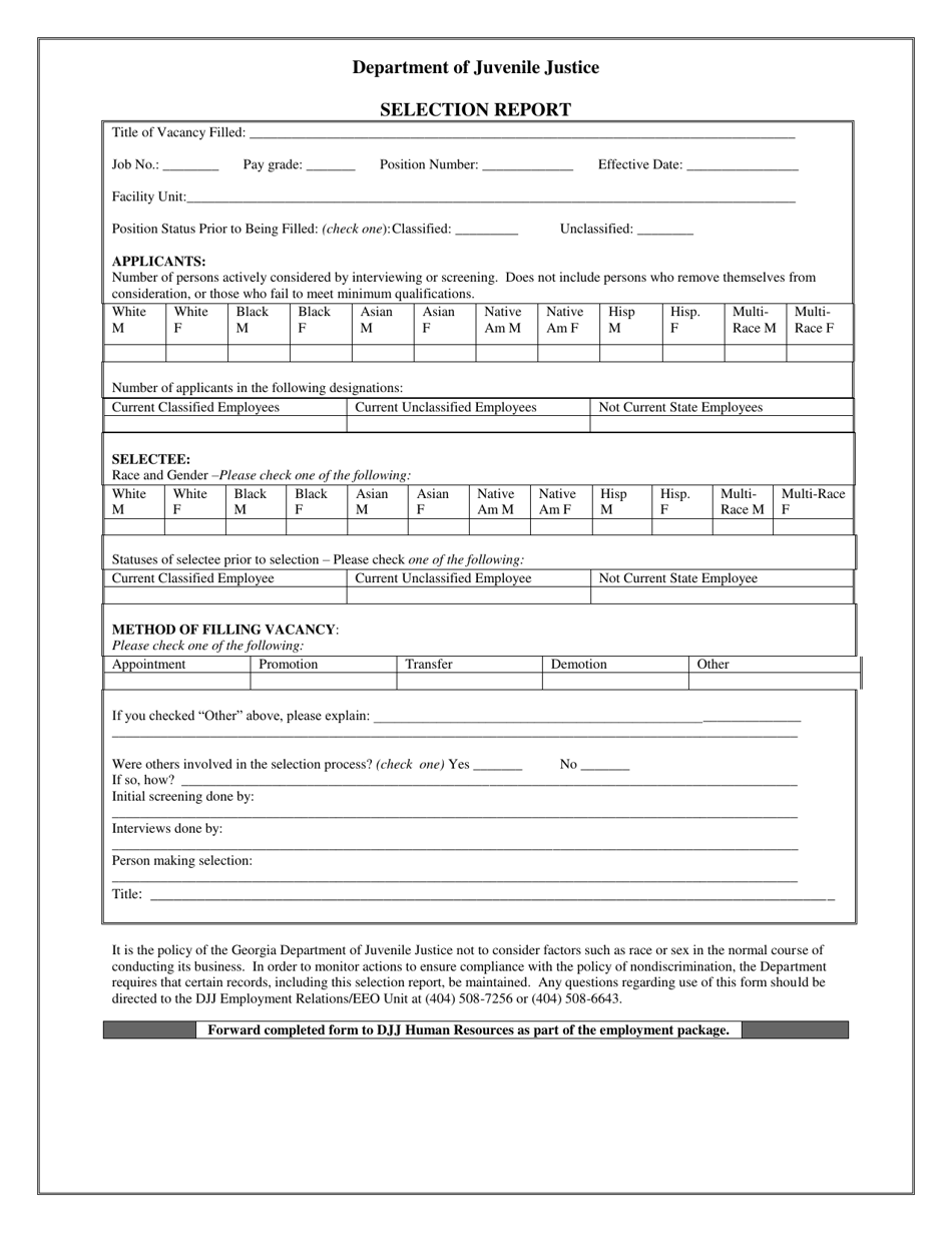 Attachment G Selection Report - Georgia (United States), Page 1