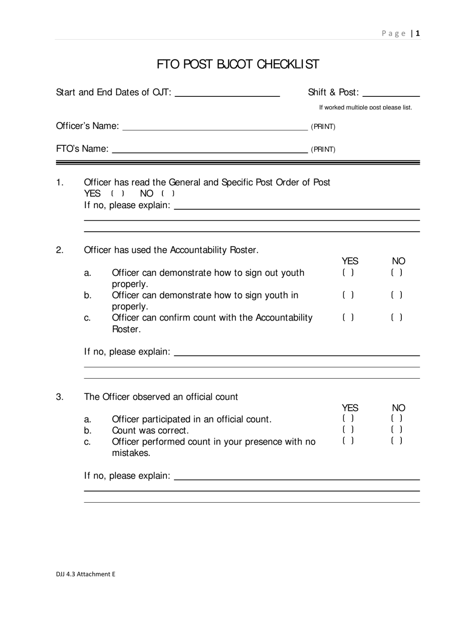 Fto Forms.pdf Georgia (United States) Fto Post Bjcot Checklist - Fill Out, Sign ...
