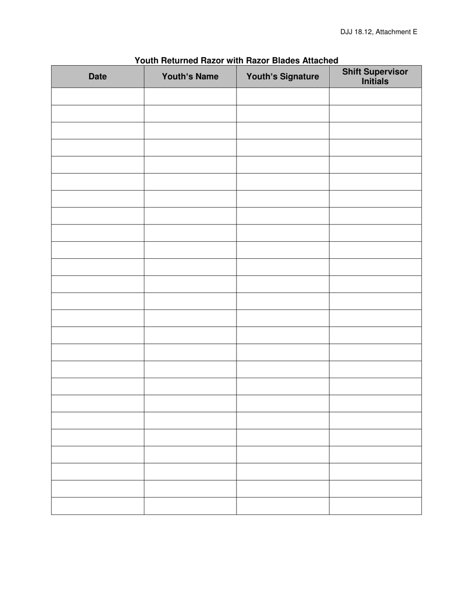 Attachment E Razor / Sharps Container Return Log - Georgia (United States), Page 2