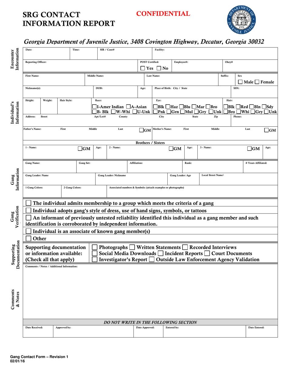 Attachment C Srg Contact Information Report - Georgia (United States), Page 1