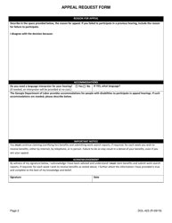 Form DOL-423 Appeal Request Form - Georgia (United States), Page 2
