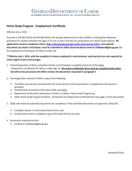 Document preview: Declaration for Employment Certificate - Home Study Program - Georgia (United States)