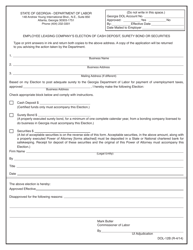 Form DOL-12B &quot;Employee Leasing Company's Election of Cash Deposit, Surety Bond or Securities&quot; - Georgia (United States)