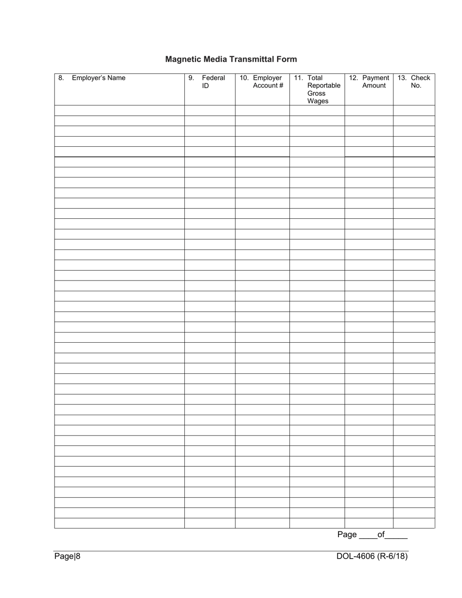 Form DOL-4606 Magnetic Media Transmittal Form - Georgia (United States), Page 10