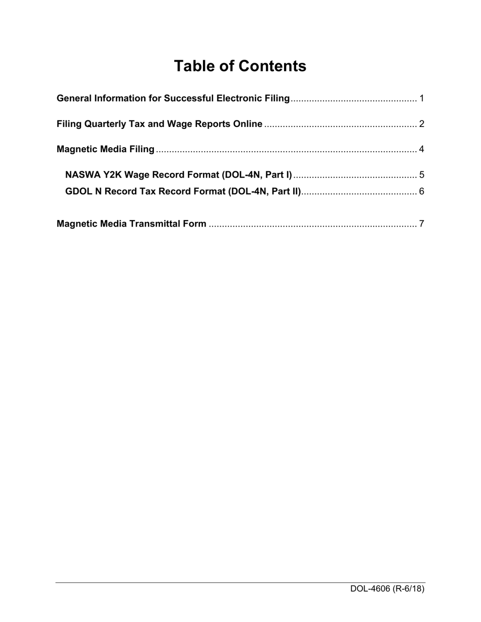 Form DOL-4606 Magnetic Media Transmittal Form - Georgia (United States), Page 2