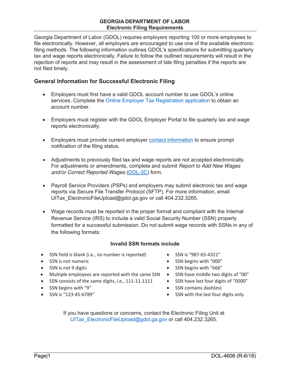 Form DOL-4606 Magnetic Media Transmittal Form - Georgia (United States), Page 3