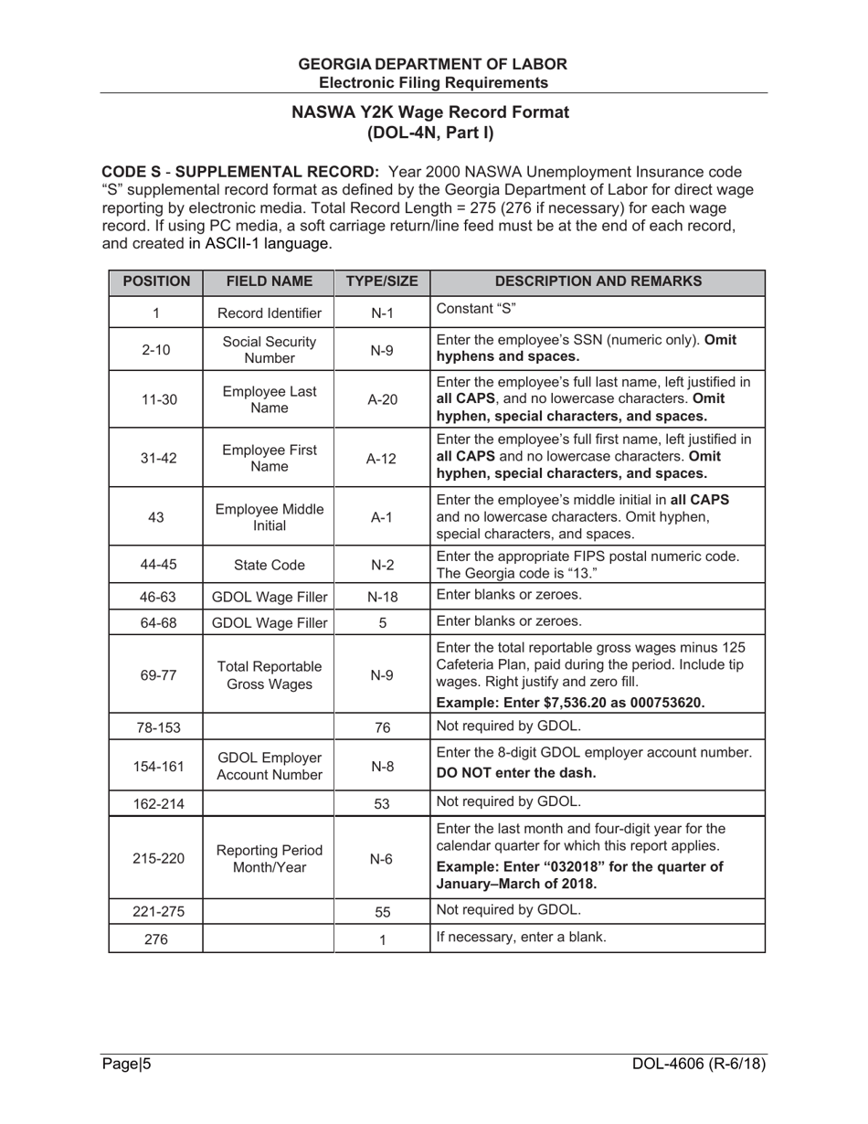 Form DOL-4606 Magnetic Media Transmittal Form - Georgia (United States), Page 7