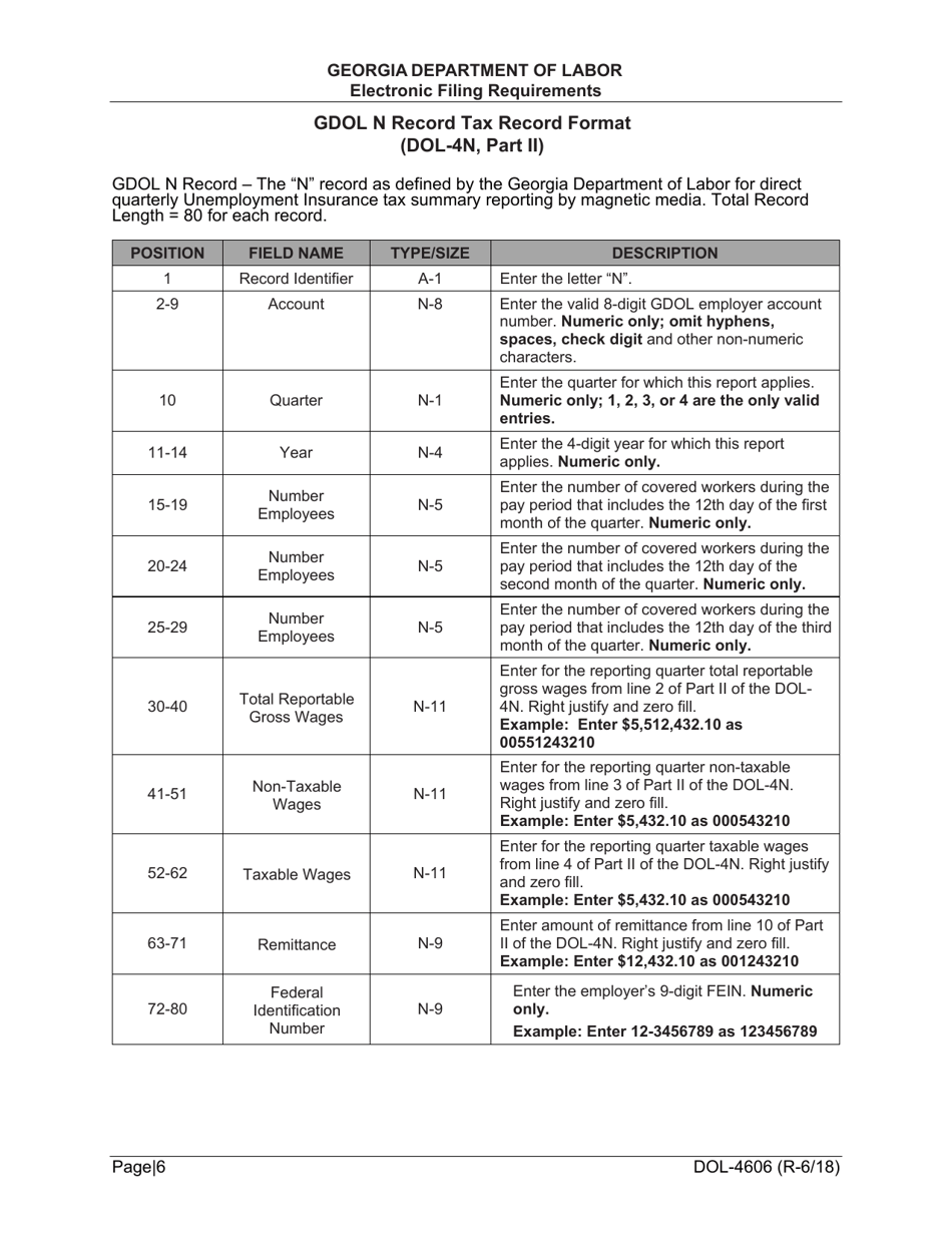 Form DOL-4606 Magnetic Media Transmittal Form - Georgia (United States), Page 8