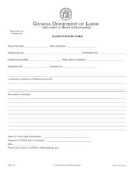 Form DOL-5153 &quot;Incident Report Form&quot; - Georgia (United States)
