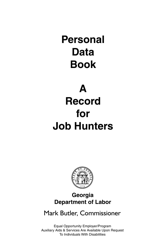 Form DOL-1130 Personal Data Book - a Record for Job Hunters - Georgia (United States)