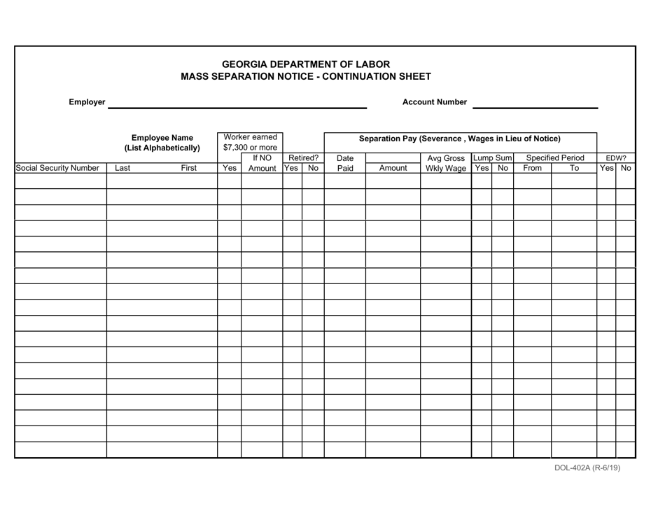 Form DOL-402A - Fill Out, Sign Online and Download Fillable PDF ...