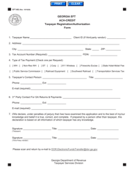Document preview: Form EFT-002 Georgia Eft ACH-Credit Taxpayer Registration/Authorization Form - Georgia (United States)