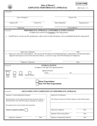Form HRD526 &quot;Employee Performance Appraisal&quot; - Hawaii