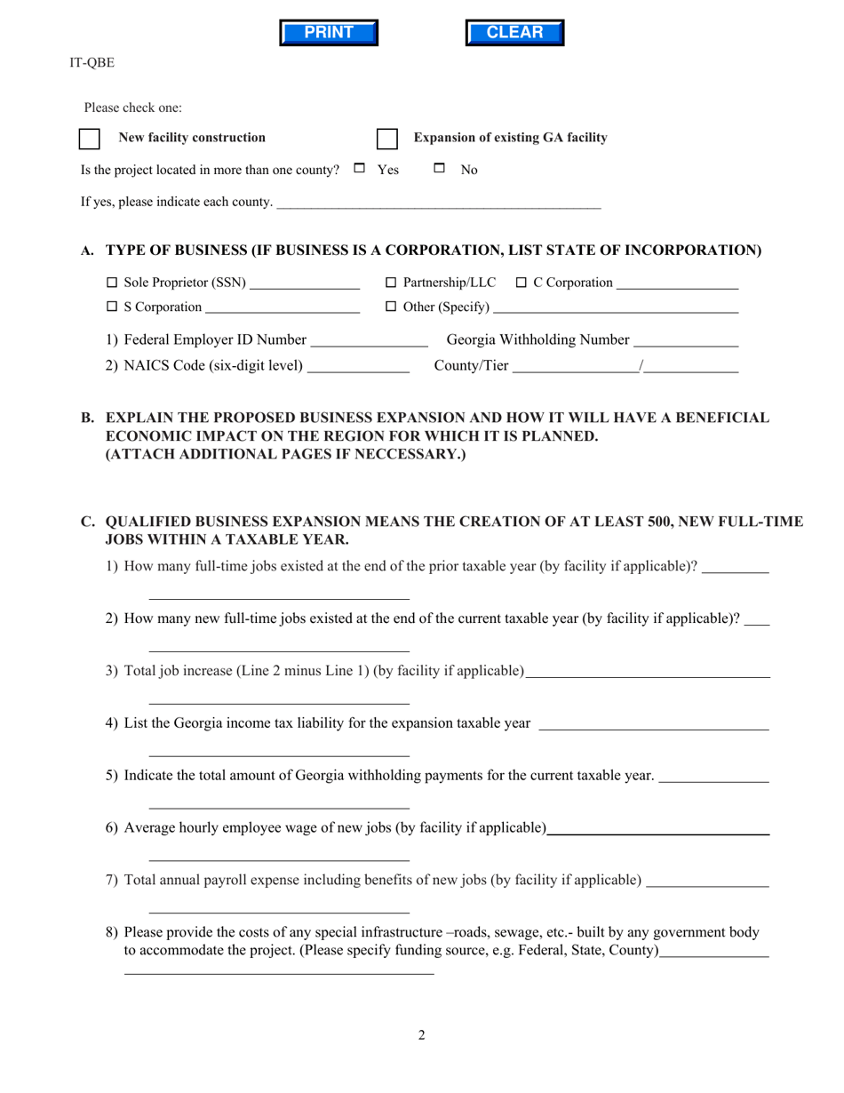 Form It Qbe Fill Out Sign Online And Download Fillable Pdf Georgia United States 2403