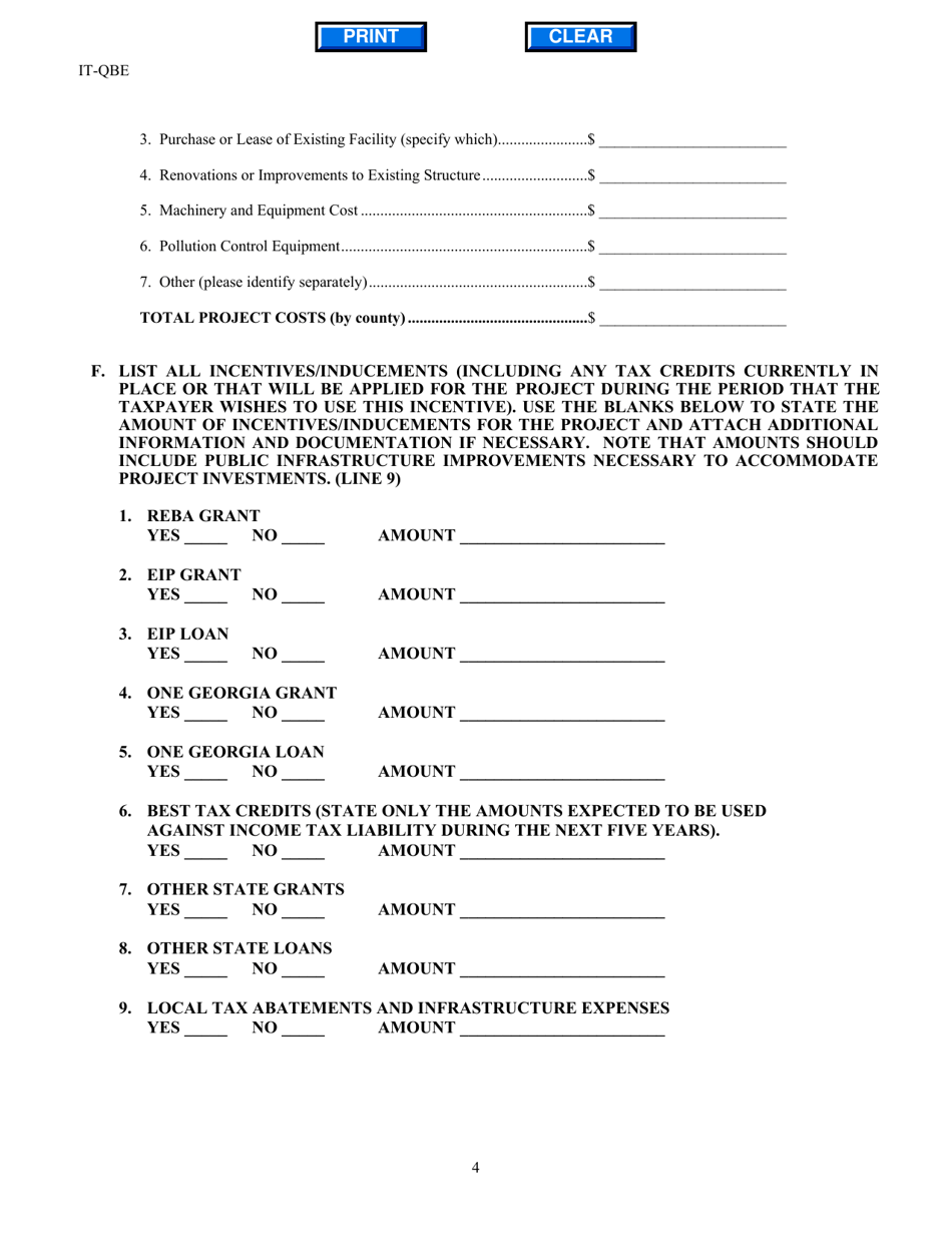 Form IT-QBE Qualified Business Expansion Application - Georgia (United States), Page 4