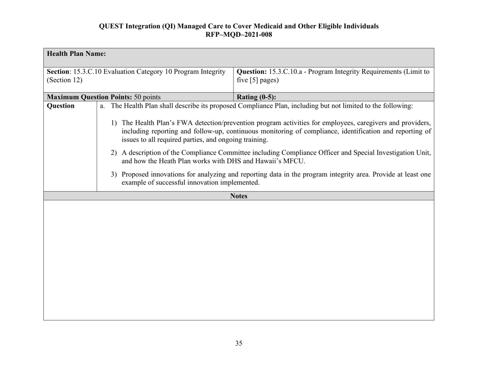 Appendix K Quest Integration Evaluation Tool - Hawaii, Page 35