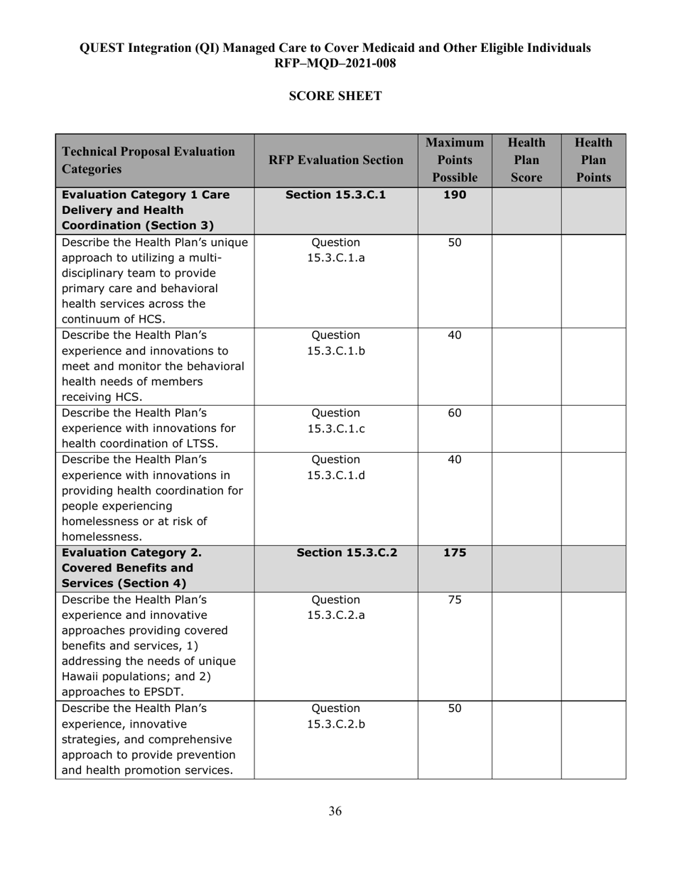 Appendix K Quest Integration Evaluation Tool - Hawaii, Page 36
