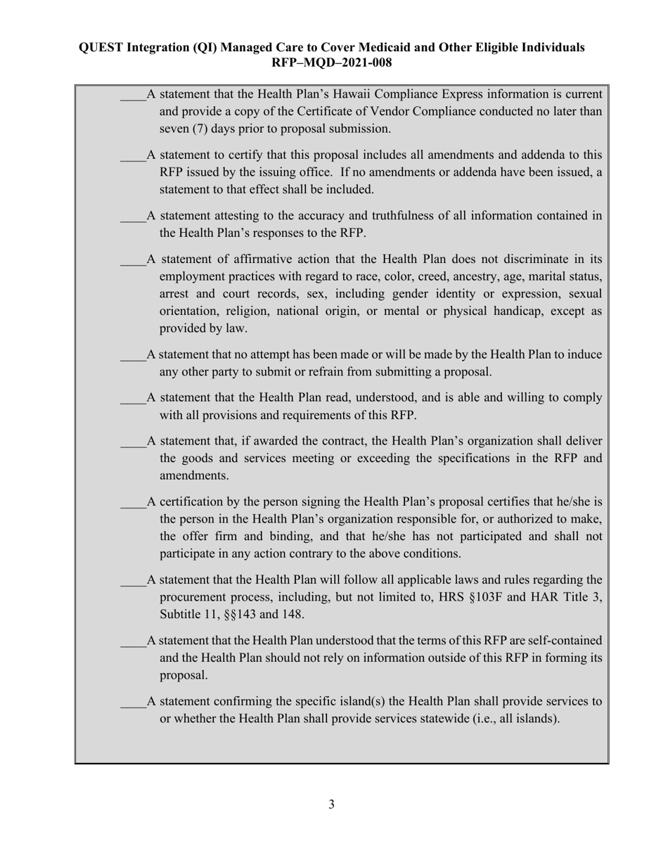 Appendix K Quest Integration Evaluation Tool - Hawaii, Page 3