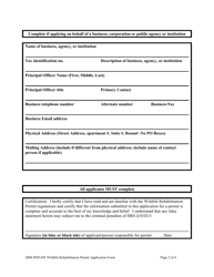 Wildlife Rehabilitation Permit Application - Hawaii, Page 2
