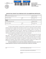 Form MFD-3 &quot;Motor Fuel Excise Tax &amp; Prepaid State Tax Exemption Certificate&quot; - Georgia (United States)