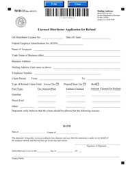 Form MFD-33 &quot;Licensed Distributor Application for Refund&quot; - Georgia (United States)