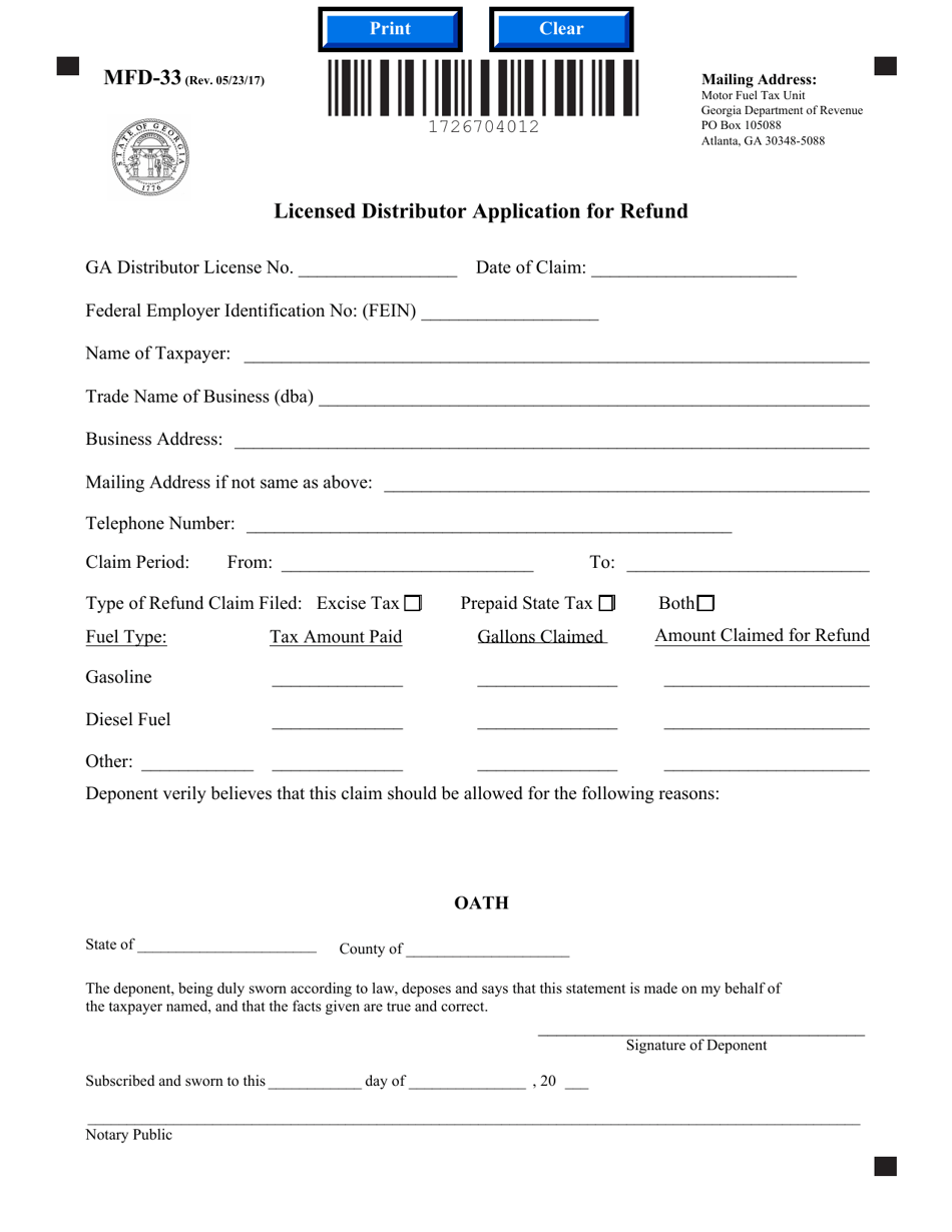 Form MFD33 Fill Out, Sign Online and Download Fillable PDF,