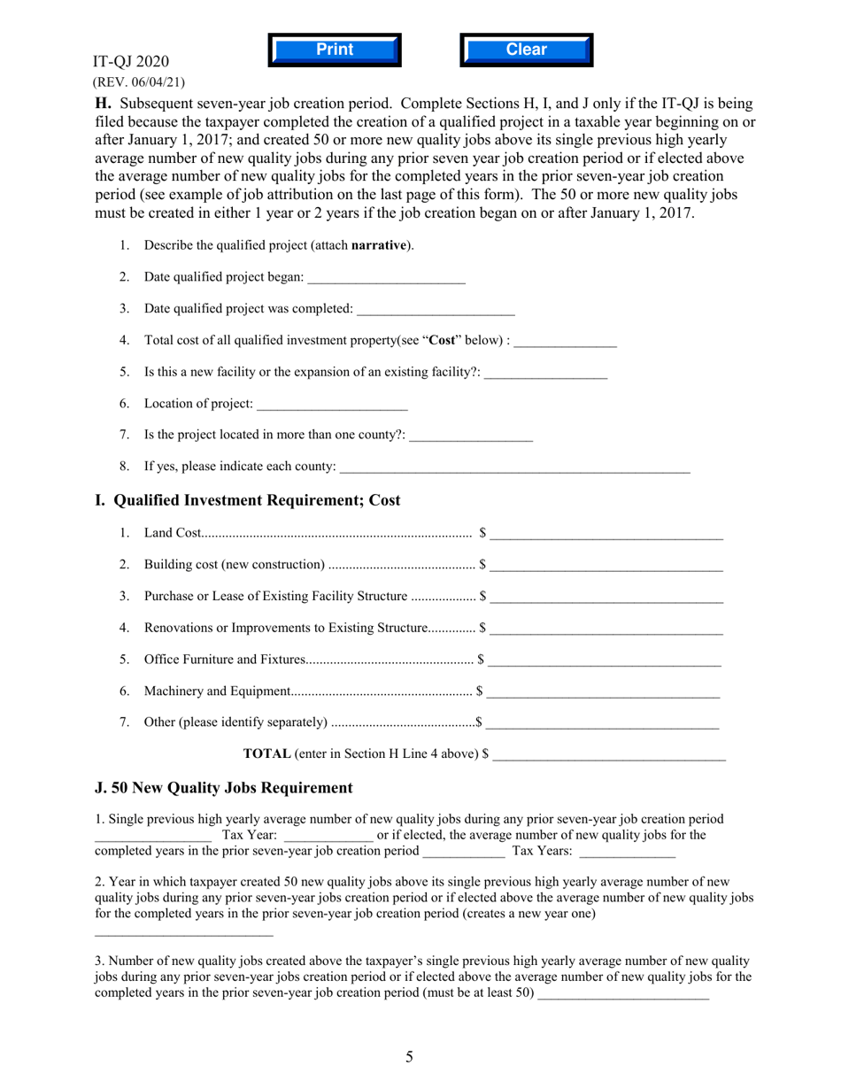 Form IT-QJ Application for Georgia Quality Jobs Tax Credit - Georgia (United States), Page 5