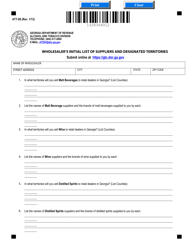 Form ATT-88 &quot;Wholesaler's Initial List of Suppliers and Designated Territories&quot; - Georgia (United States)