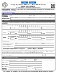 Form MV-43 &quot;Walker's Law Affidavit&quot; - Georgia (United States)