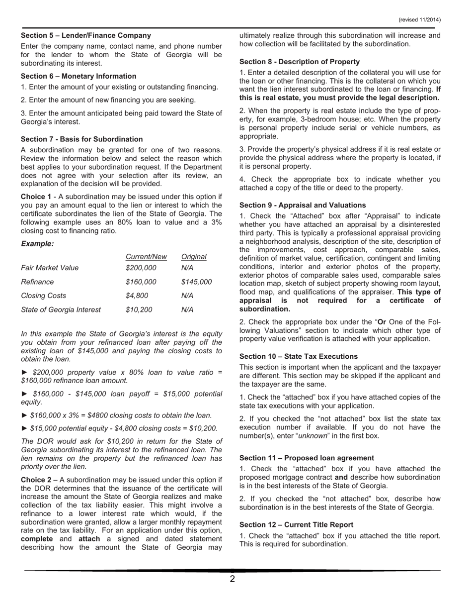 Form CD-14134 Application for Certificate of Subordination of State Tax Execution - Georgia (United States), Page 5