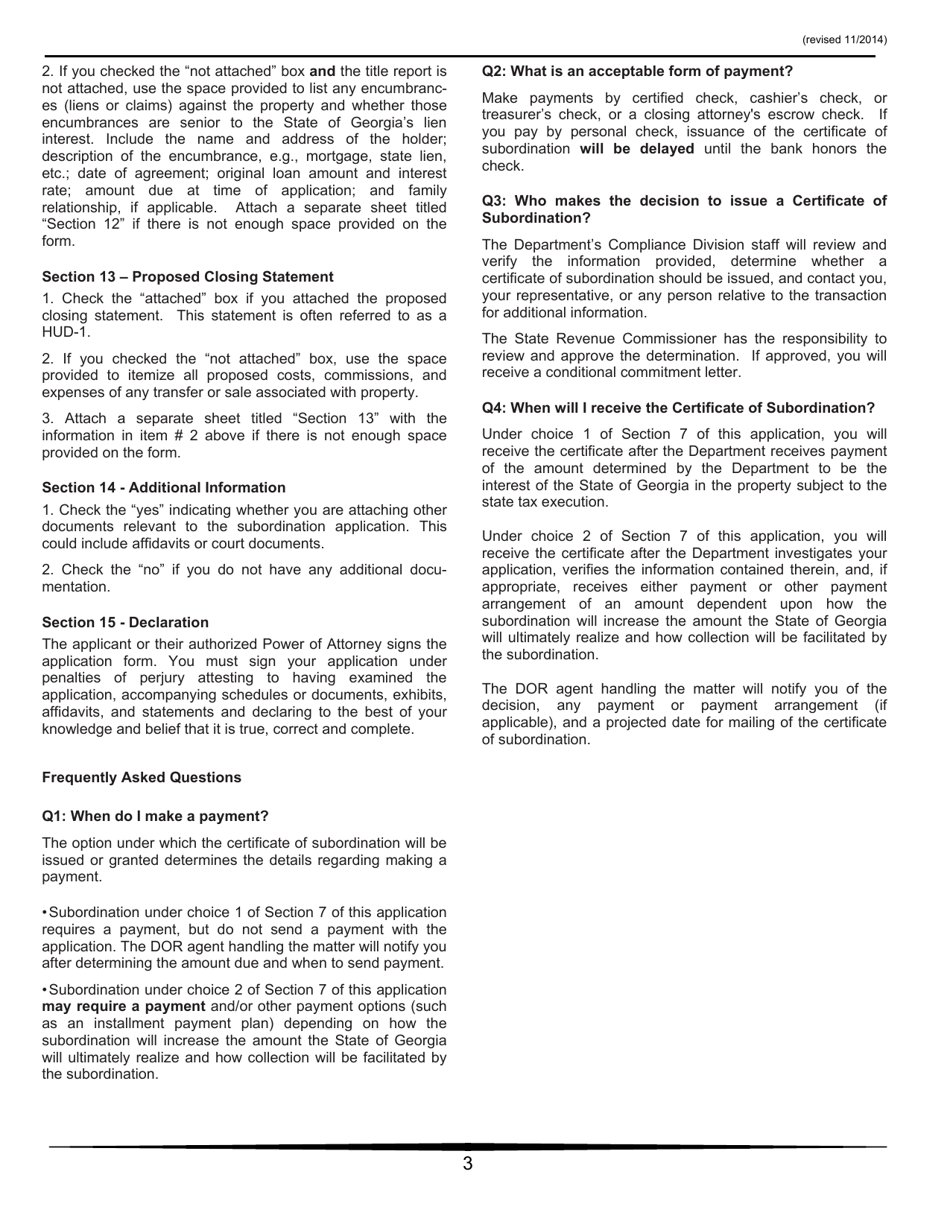 Form CD-14134 Application for Certificate of Subordination of State Tax Execution - Georgia (United States), Page 6