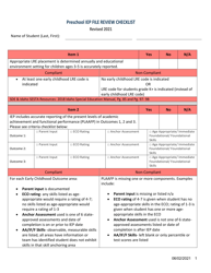 &quot;Preschool Iep File Review Checklist&quot; - Idaho