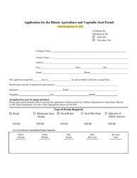 &quot;Application for the Illinois Agriculture and Vegetable Seed Permit&quot; - Illinois, 2022