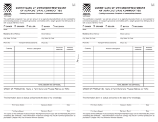 Form DL-22 &quot;Certificate of Ownership/Movement of Agricultural Commodities&quot; - Hawaii
