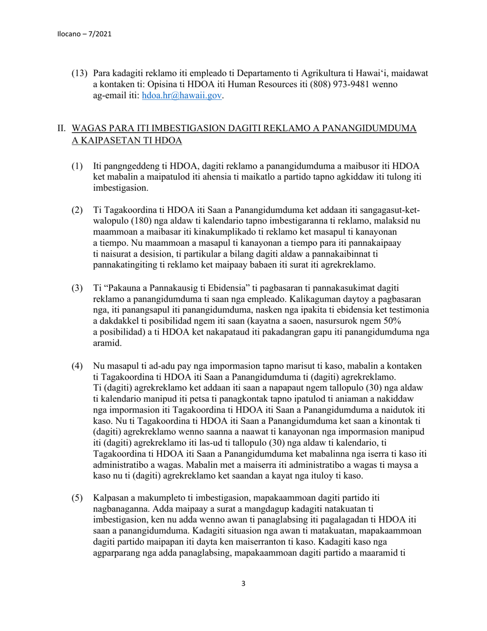 Non-employee Discrimination Complaint Form - Hawaii (Ilocano), Page 4