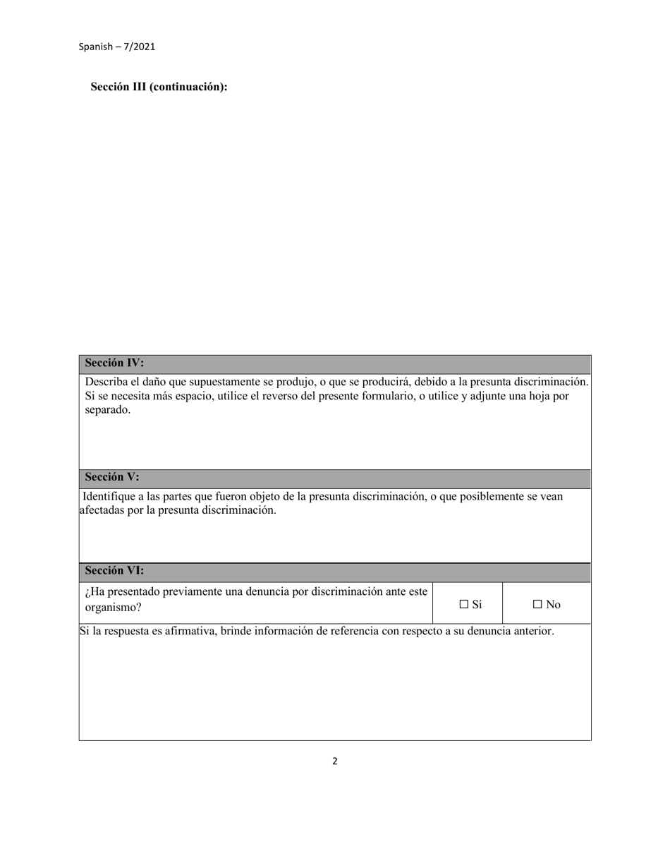 Formulario De Denuncia Por Discriminacion Para Las Personas Que No Son Empleados - Hawaii (Spanish), Page 8