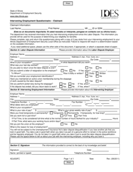 Document preview: Form ADJ033FC Intervening Employment Questionnaire - Claimant - Illinois